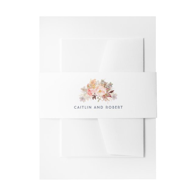 Blush Pink Floral Wedding Einladungsbanderole (Vorderseite Beispiel)