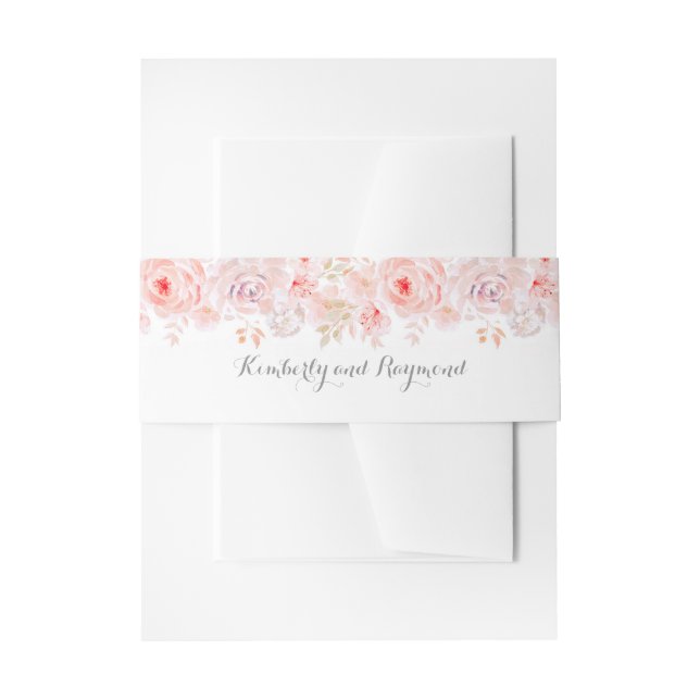 Blush Pink Floral Wedding Einladungsbanderole (Vorderseite Beispiel)