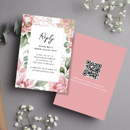 Blush Pink Floral Wedding Elegant RSVP Karte