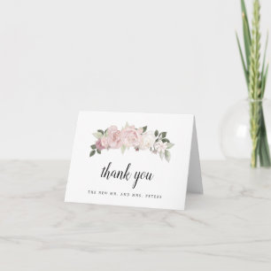 Blush Pink Floral Wedding Foto Dankeskarte