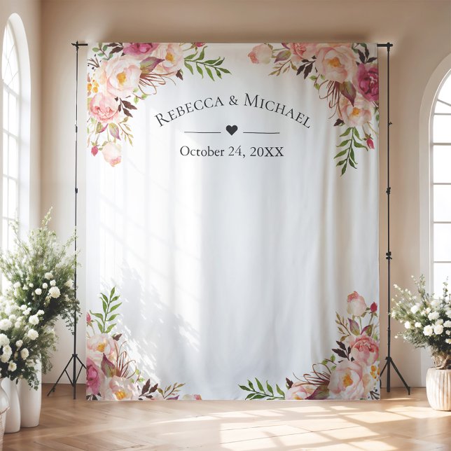 Blush Pink Floral Wedding Foto Stand Hintergrund Wandteppich (Von Creator hochgeladen)