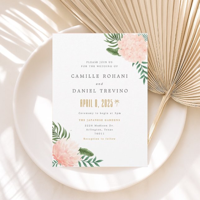 Blush Pink Floral Wedding Invitation with Elegant  (Créateur téléchargé)