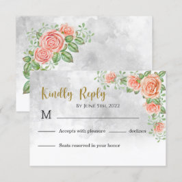 Blush Pink Floral Wedding RSVP Card