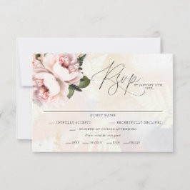 Blush Pink Floral Wedding RSVP Cards Karte