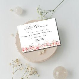 Blush Pink Floral Wedding RSVP Karte