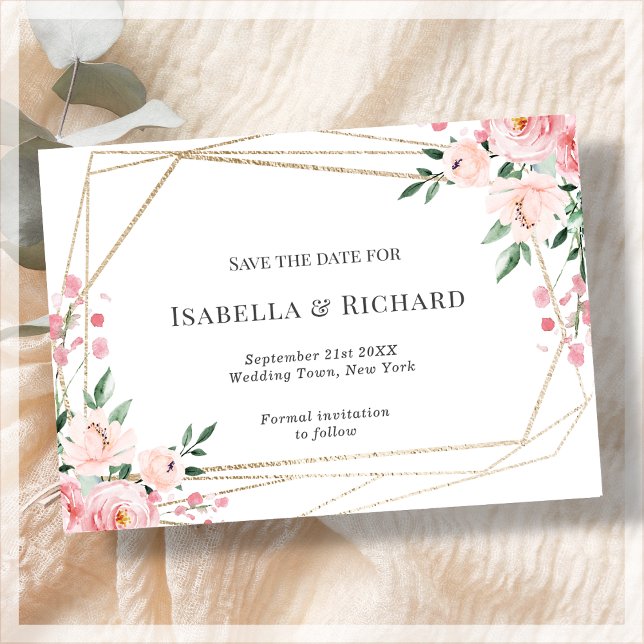 Blush Pink Floral Wedding Save The Date (Von Creator hochgeladen)