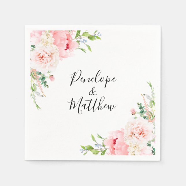 Blush Pink Floral Wedding Serviette (Vorderseite)