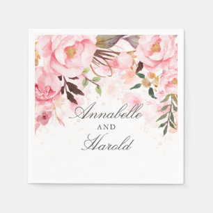 Blush Pink Floral Wedding Serviette