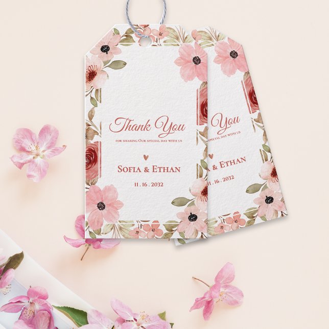    Blush Pink Floral Wedding Thank You Favor Geschenkanhänger ( Blush Pink Floral Wedding Thank You Favor Gift Tags)