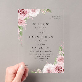 Blush Pink Floral Wedding V2 Acryleinladungen