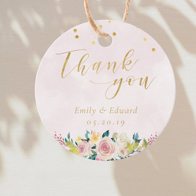 Blush Pink Floral Wedding Vielen Dank für Ihre Run Geschenkanhänger (Von Creator hochgeladen)