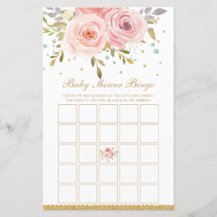 Blush Pink Floral Wünsche für Baby Dusche Aktivitä