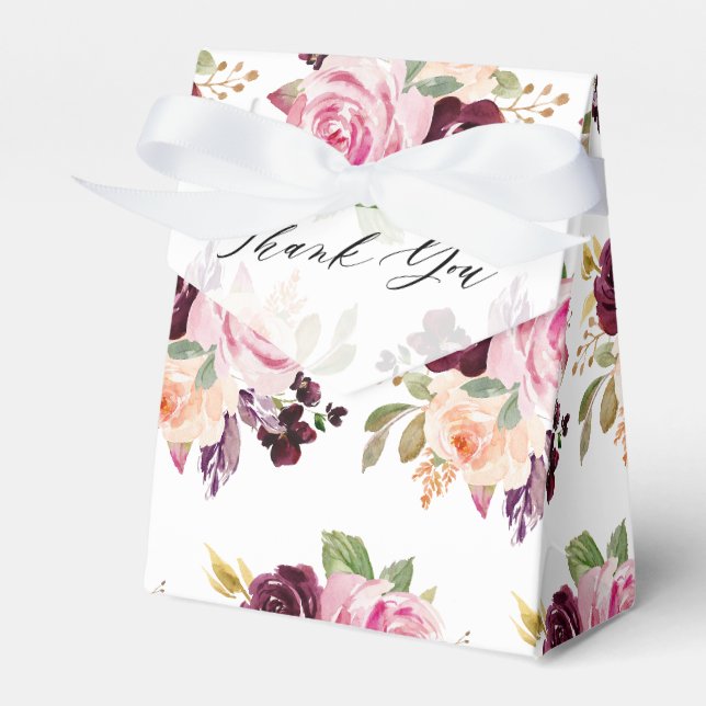 Blush Pink Florals Moderne botanische Hochzeit Geschenkschachtel (Vorderseite)