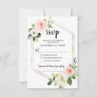 Blush Pink Florals Moderner geometrischer Goldrahm