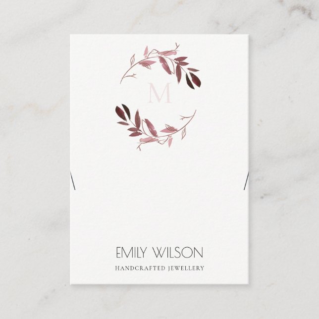 BLUSH PINK FOLIAGE MONOGRAM BRACELET DISPLAY LOGO VISITENKARTE (Vorderseite)