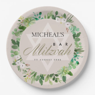 BLUSH PINK FOLIAGE WREATH STAR BAR BAT MITZVAH PAPPTELLER