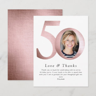 Blush Pink Folie 50 & Fantastisch Foto  Dankeskarte