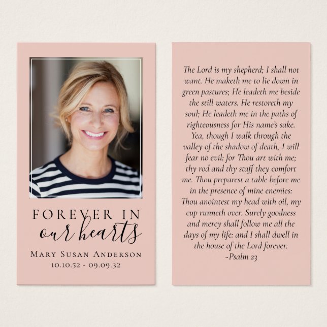 Blush Pink Forever in unserer Herz-Gedenkkarte (Vorne & Hinten)