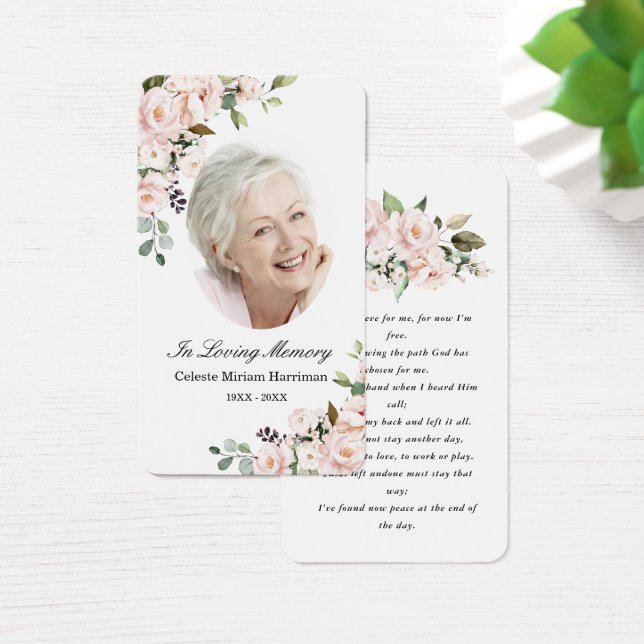 Blush Pink Foto Beerdigung Gebetskarte (Schreibtisch)