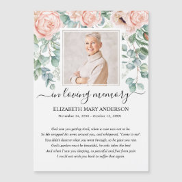 Blush Pink Foto Beerdigung Gebetskarte Magnetkarte
