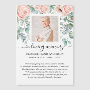 Blush Pink Foto Beerdigung Gebetskarte Magnetkarte