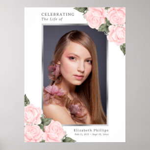 Blush Pink Foto Gedenkstätte Beerdigung Zeichen Poster