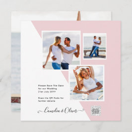 Blush PINK Foto Wedding Invite QR Code Retten Datu
