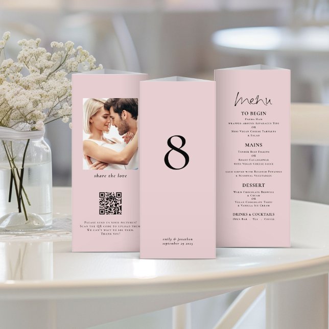 Blush Pink Foto Wedding Menu Table No Trifold (Von Creator hochgeladen)