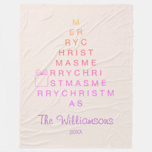 Blush Pink Frohe Weihnachtsfamilie Name Typografie Fleecedecke