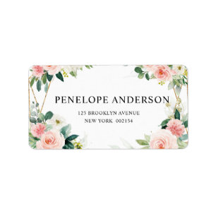 Blush Pink Geometric Botanical Wedding Adressaufkleber