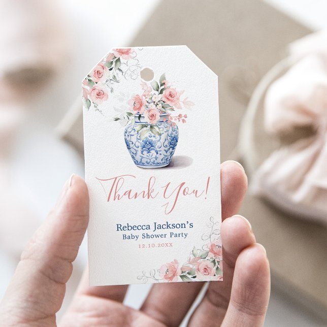 Blush Pink Ginger Jar Baby Dusche Vielen Dank Geschenkanhänger (Von Creator hochgeladen)