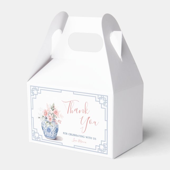 Blush Pink Ginger Jar Chinoiserie Babydusche Geschenkschachtel (Vorderseite)