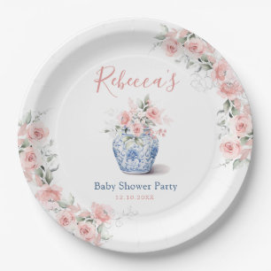 Blush Pink Ginger Jar Chinoiserie Babydusche Pappteller