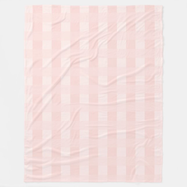 Blush Pink Gingham Kariertes Muster Fleece Blanken (Vorderseite)