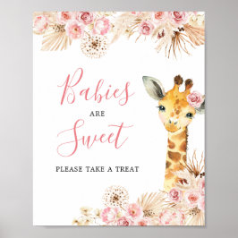 Blush Pink Giraffe Babydusche Babys sind süß Poster