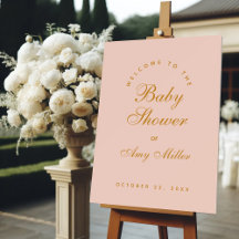 Blush Pink Girl Babydusche Goldene Schrift Willkom