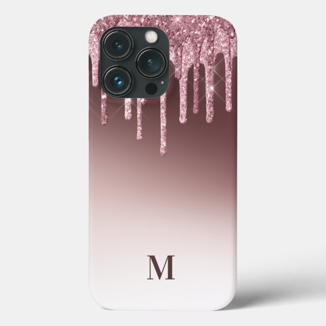 Blush Pink Girl Glitzer Sparkle Monogram Case-Mate iPhone Hülle (Rückseite)