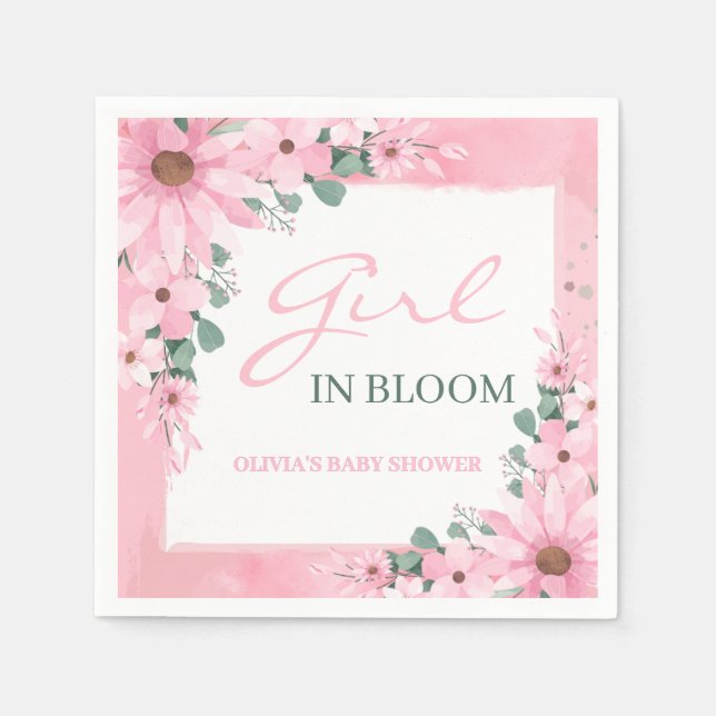 Blush Pink Girl in Blüte Kinderdusche Serviette (Vorderseite)