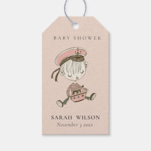 Blush Pink Girl Little Sailor Nautical Baby Dusche Geschenkanhänger