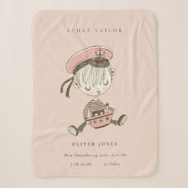 Blush Pink Girl Little Sailor Nautical Birth Stat Sherpadecke