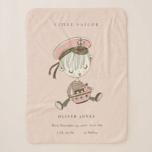 Blush Pink Girl Little Sailor Nautical Birth Stat Sherpadecke