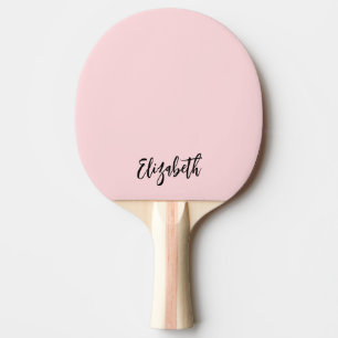 Blush Pink Girly Modern Script Monogram Name Tischtennis Schläger