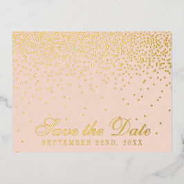 Blush Pink & Glam Confetti Save the Date Real Folie Einladungspostkarte