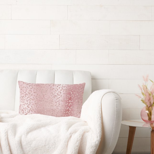 Blush Pink Glam Glitzer Leopard Lendenkissen (Liege)