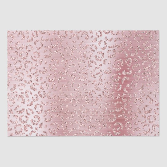 Blush Pink Glam Glitzer Leopard Seidenpapier (Vorderseite)
