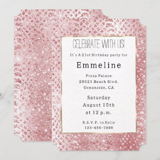 Blush Pink Glam Glitzer Schlange Haut Einladung