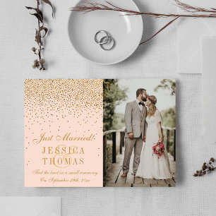 Blush Pink & Glam Gold Confetti Foto Hochzeit Ankündigung