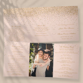Blush Pink & Glam Gold Confetti Wedding Collection Dreifach-gefaltete Programmkarte