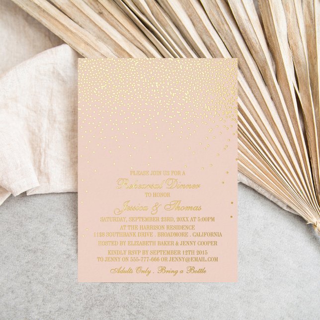 Blush Pink & Glam Gold Confetti Wedding Probe Folieneinladung (Von Creator hochgeladen)