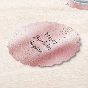 Blush Pink Glam Gold Sparkle Confetti Geburtstag Untersetzer